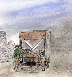 Sketch 2 of WW1 ambulance for The Last Post by BK Duncan