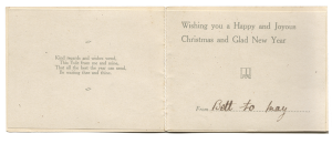 1930's Christmas card. Ruth Wade author collection