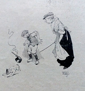 1913 cartoon. Dog and saucepan. Ruth Wade