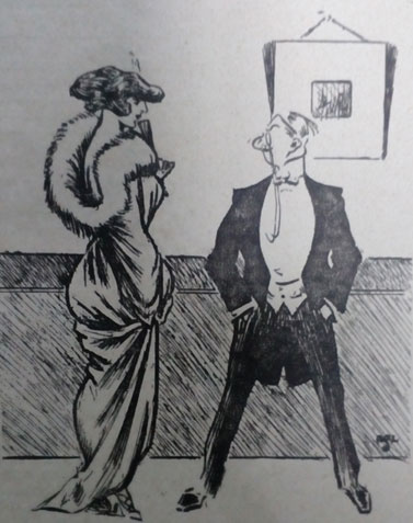 1913 cartoon. Man with monocle. Ruth Wade