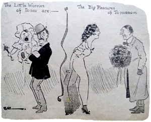 1914 The little worries cartoon. Ruth Wade