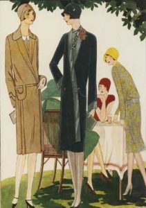 1920's fashion. Ruth Wade. Tea party under tree