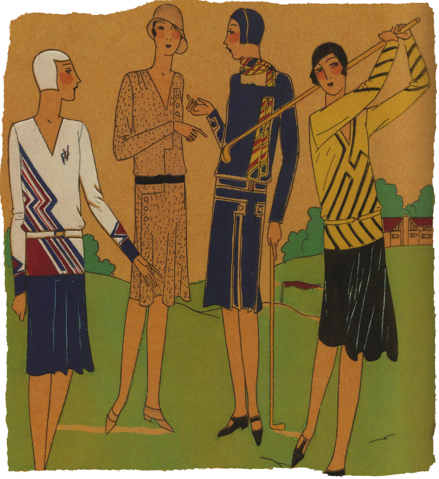 Fashion for 1920's female golfers. Research Ruth Wade