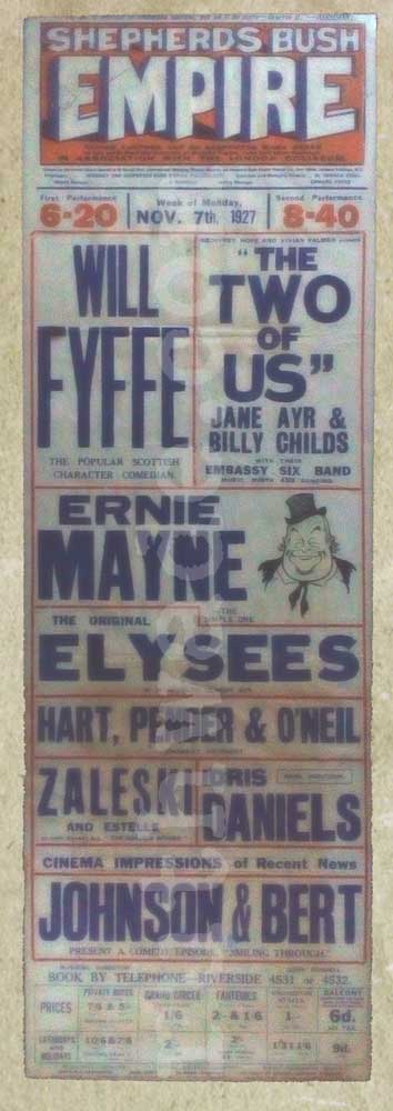 Shepherds Bush Empire Variety Theatre playbill 1927