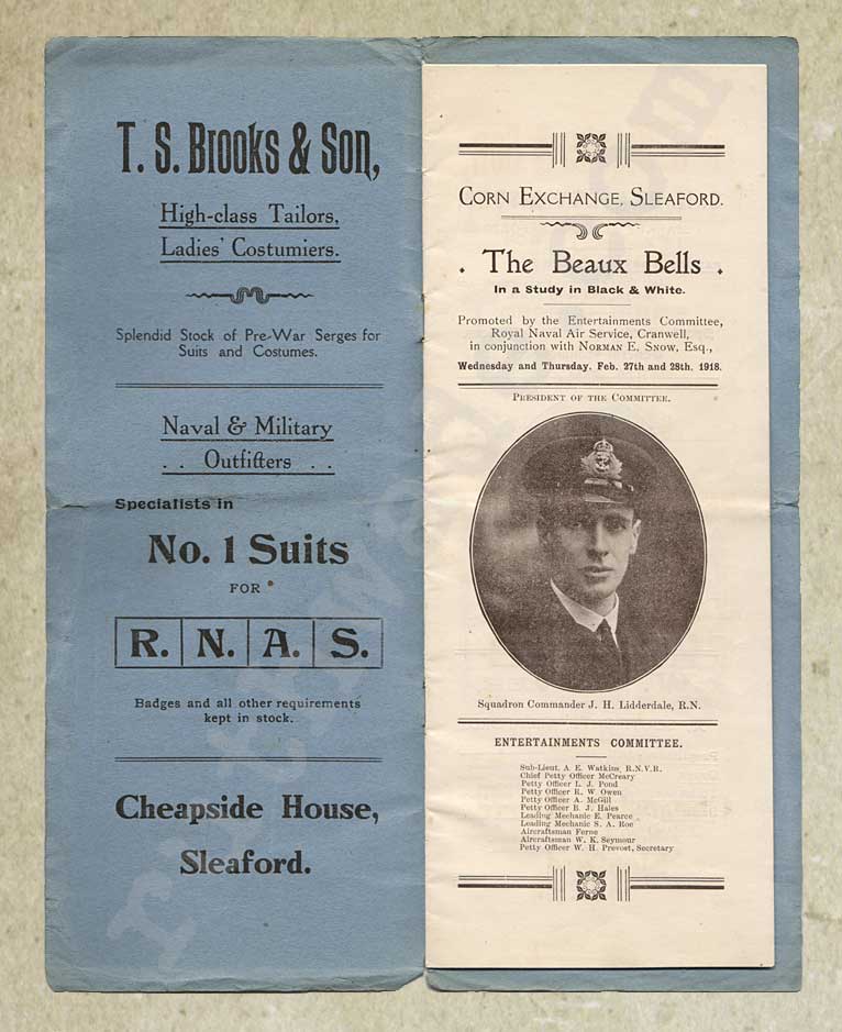 1918 programme for variety show for St Dunstan's page 1