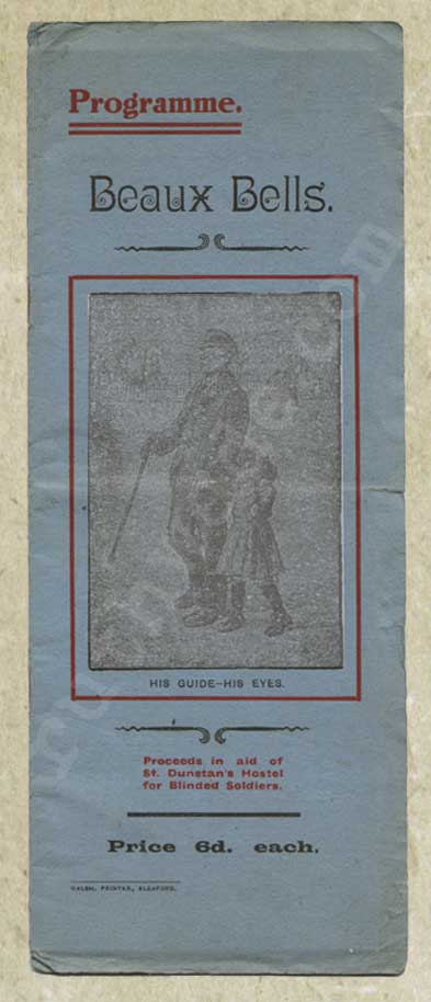 1918 programme for variety show for St Dunstan's front cover