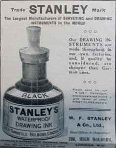 Stanley ink. Advert from 1914. Ruth Wade