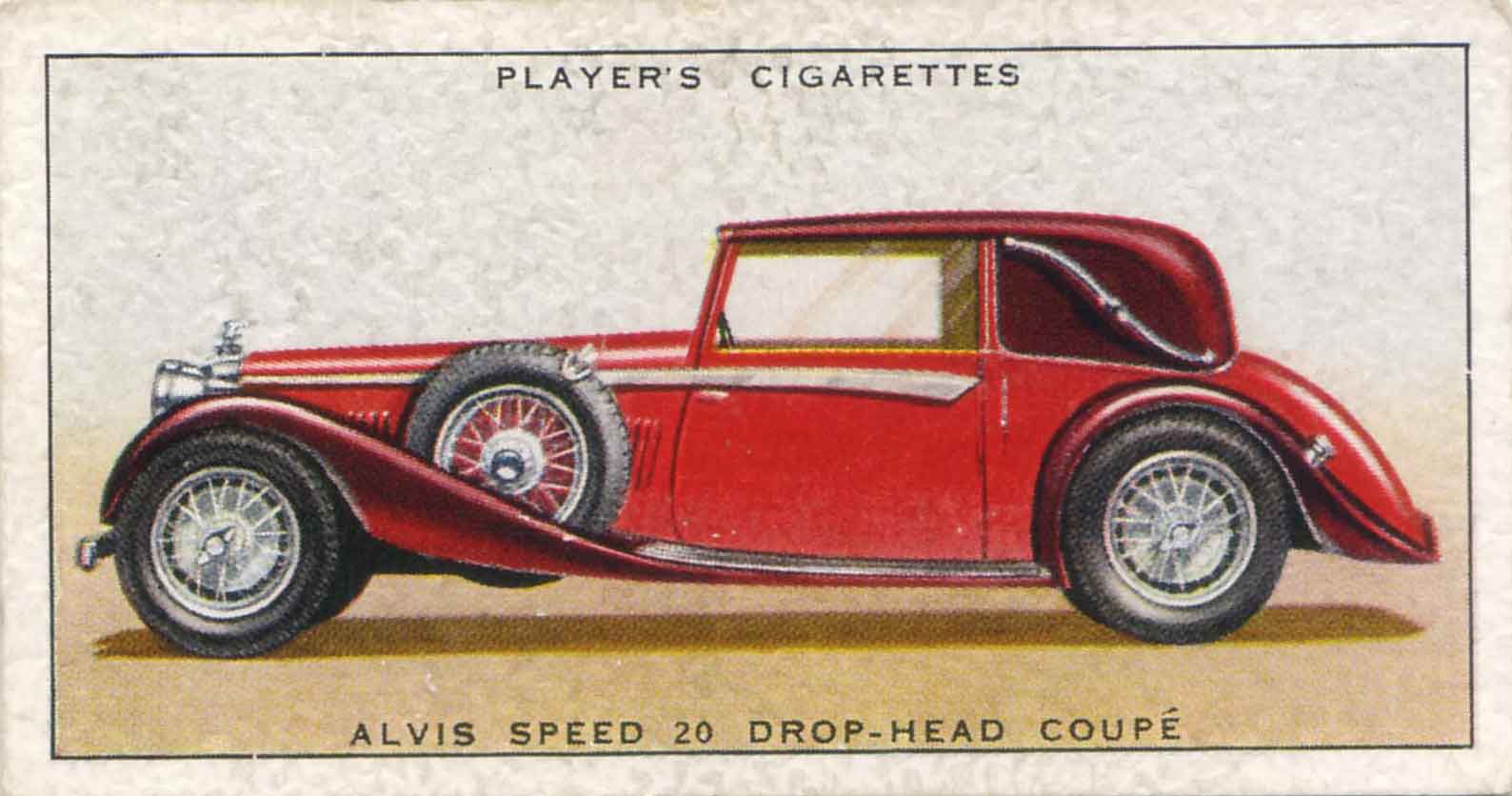 Alvis Speed 20 Drop-Head Coupé. 1937 cigarette card.