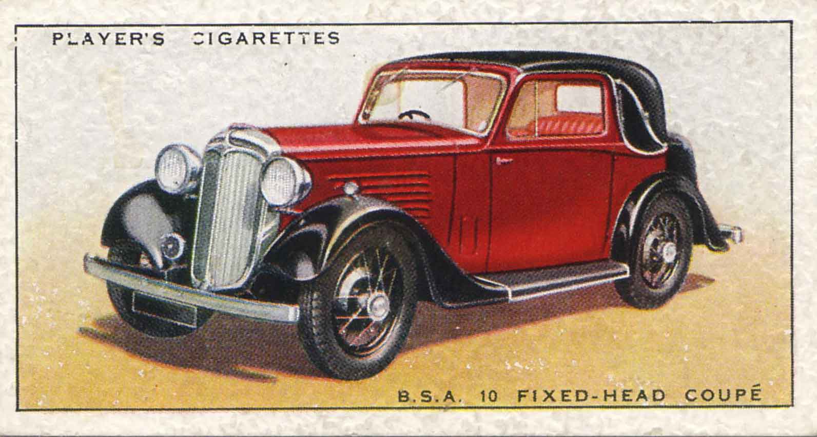 BSA 10 Fixed-Head Coupé. 1937 cigarette card.