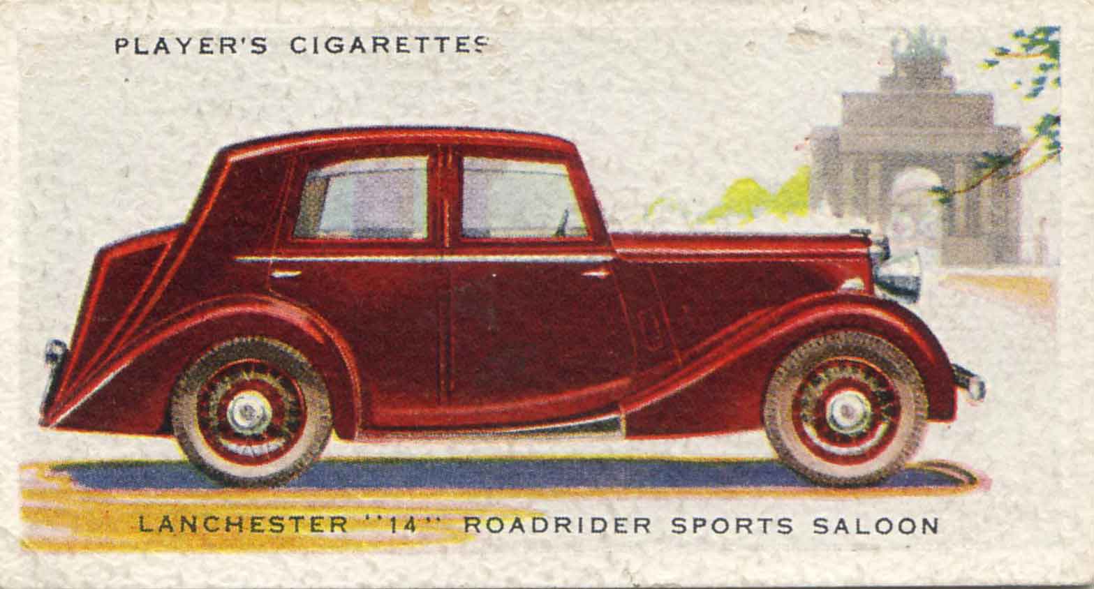 Lanchester Roadrider Sports Saloon. 1937 cigarette card.