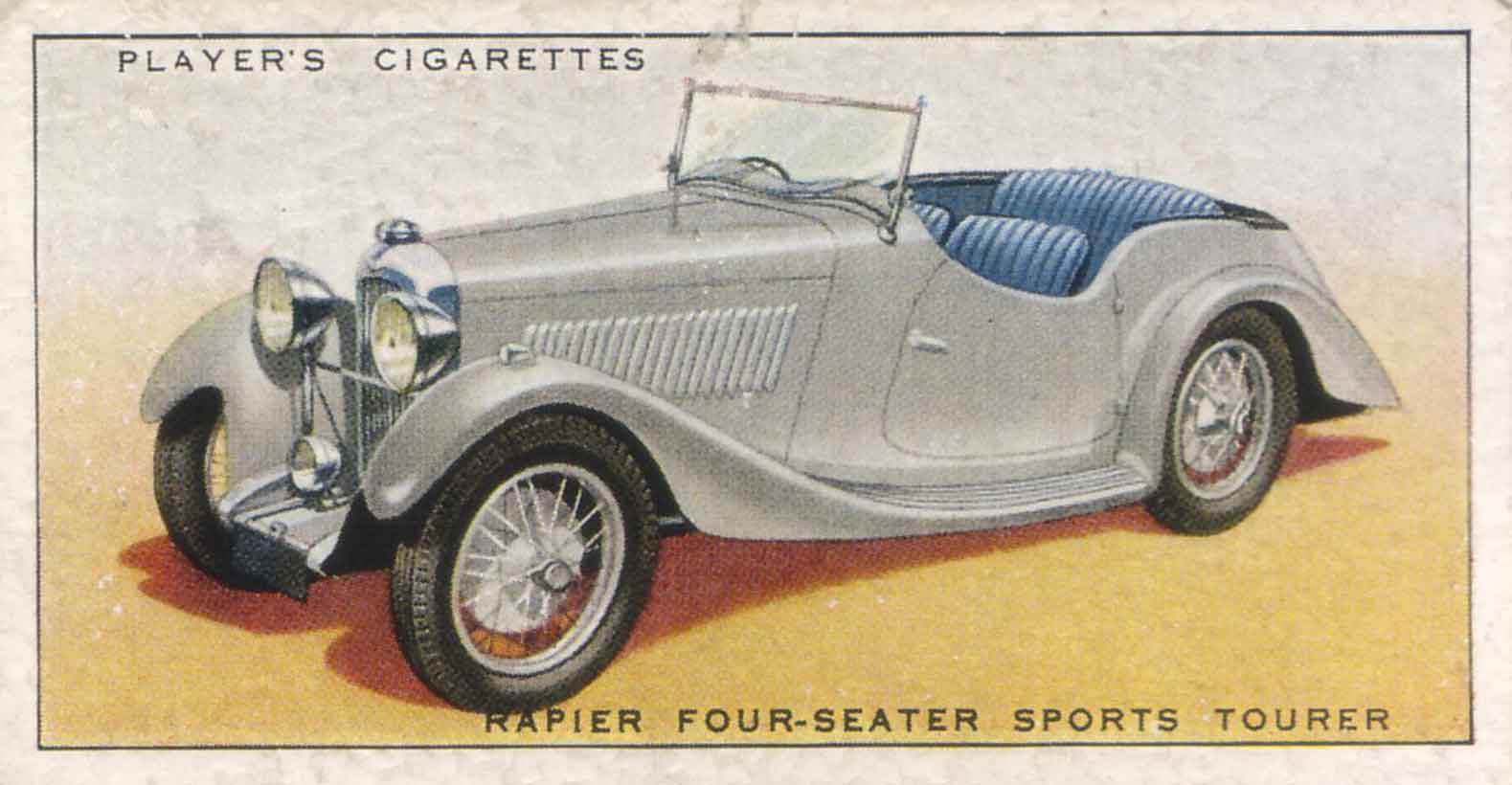 Rapier Sports Tourer. 1937 cigarette card.