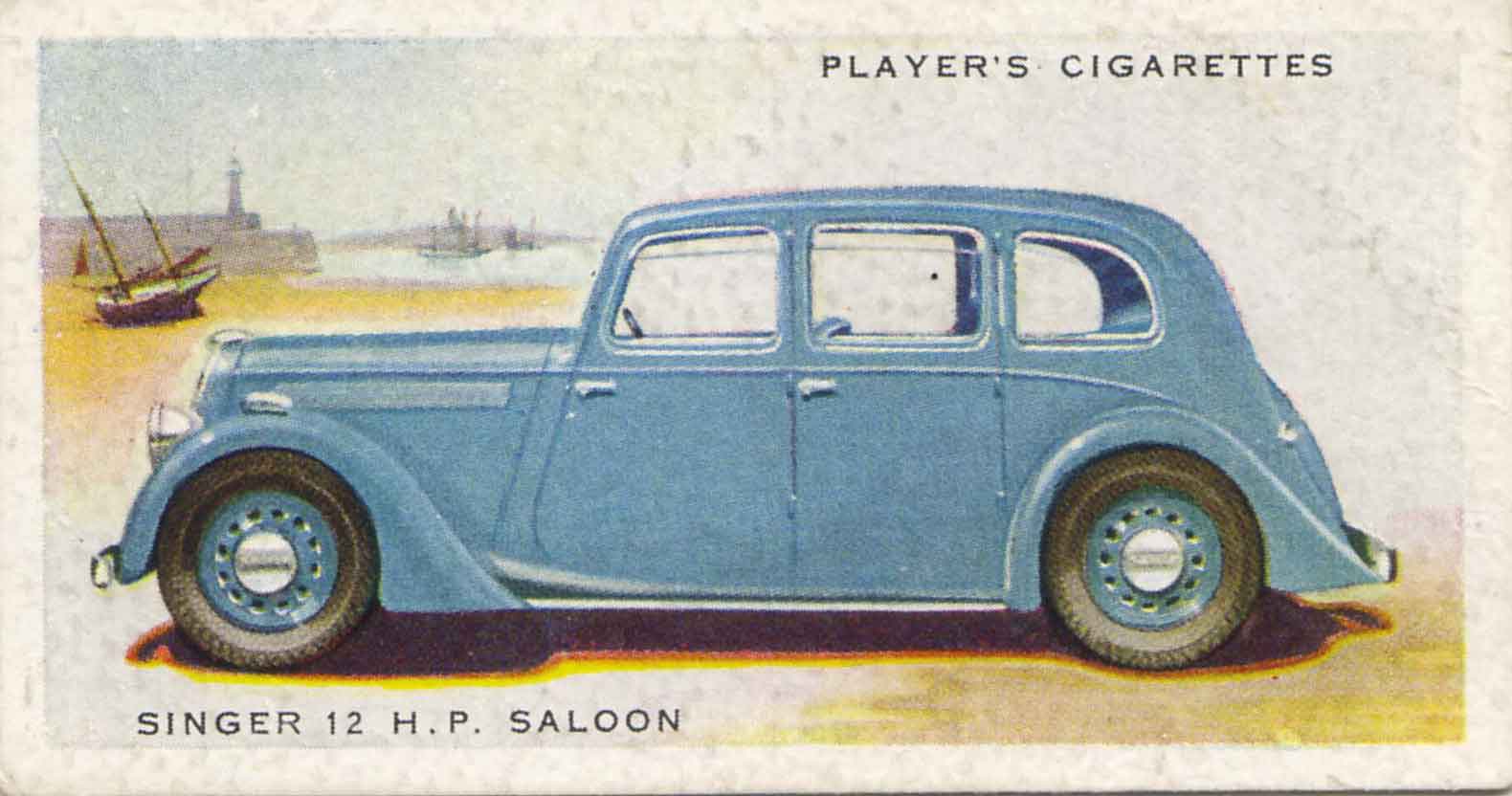 Singer 12 H.P. Saloon. 1937 cigarette card.