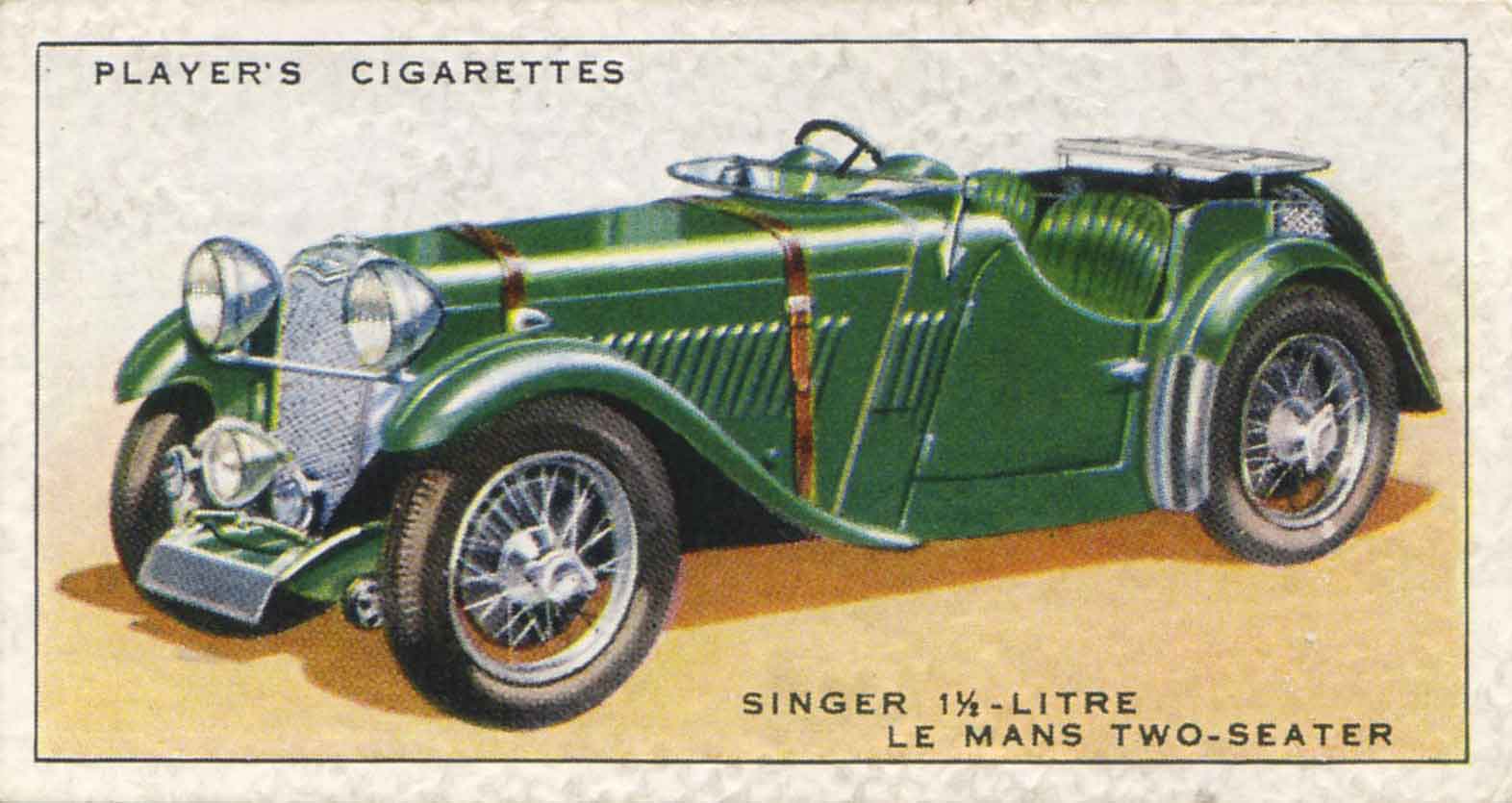 Singer Le Mans. 1937 cigarette card.