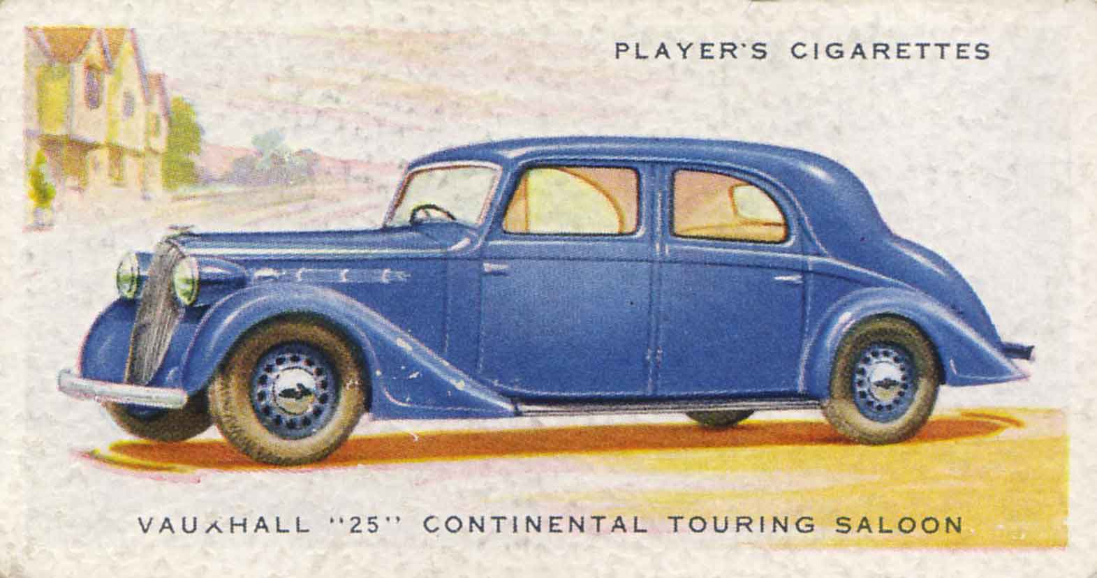 Vauxhall "23" Continental Touring Saloon.. 1937 cigarette card.