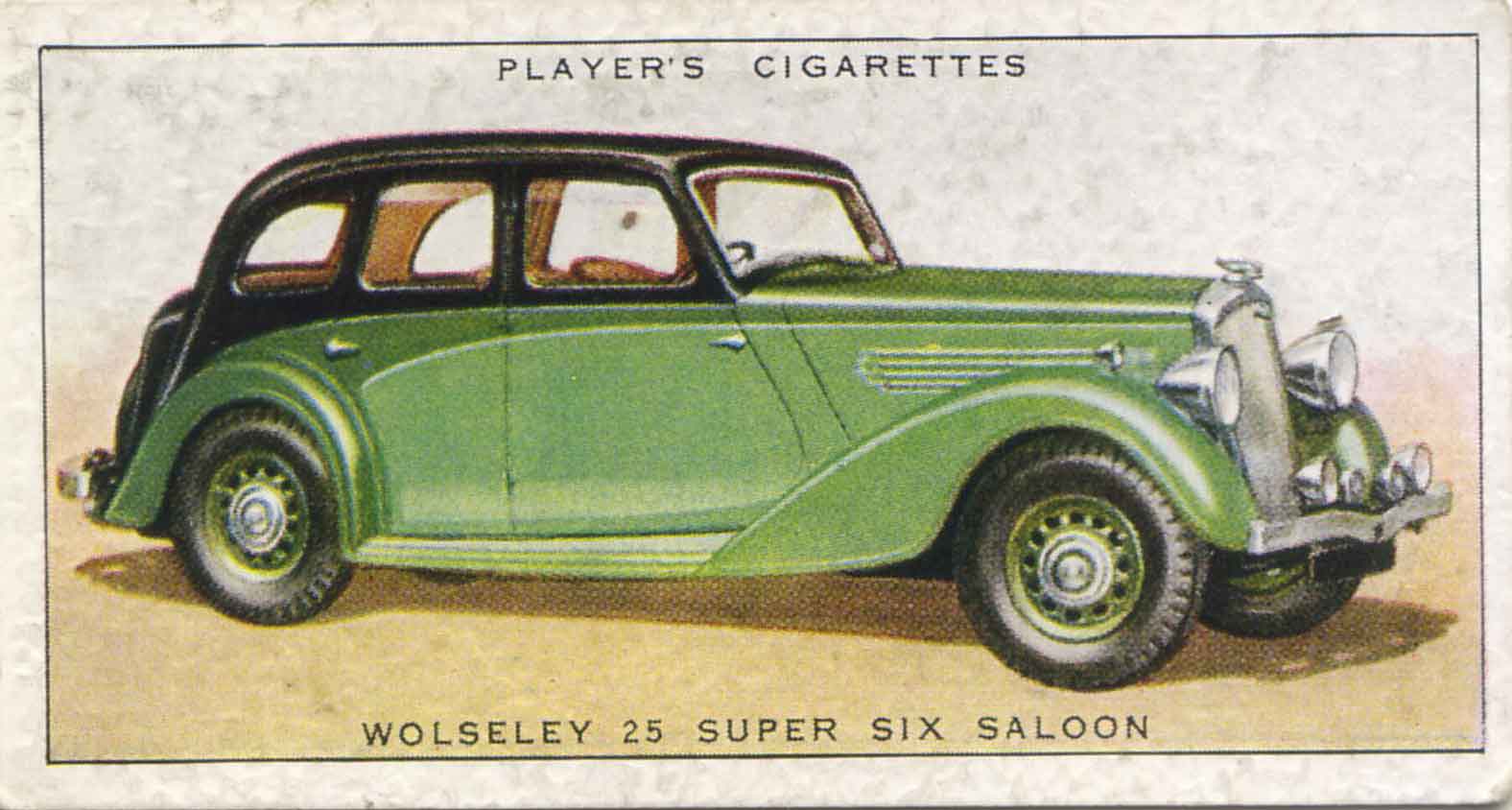 Wolseley 25 Super Six Saloon. 1937 cigarette card.