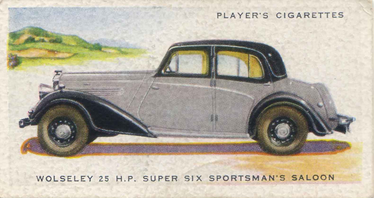 Wolseley Six Sportsman's Saloon. 1937 cigarette card.
